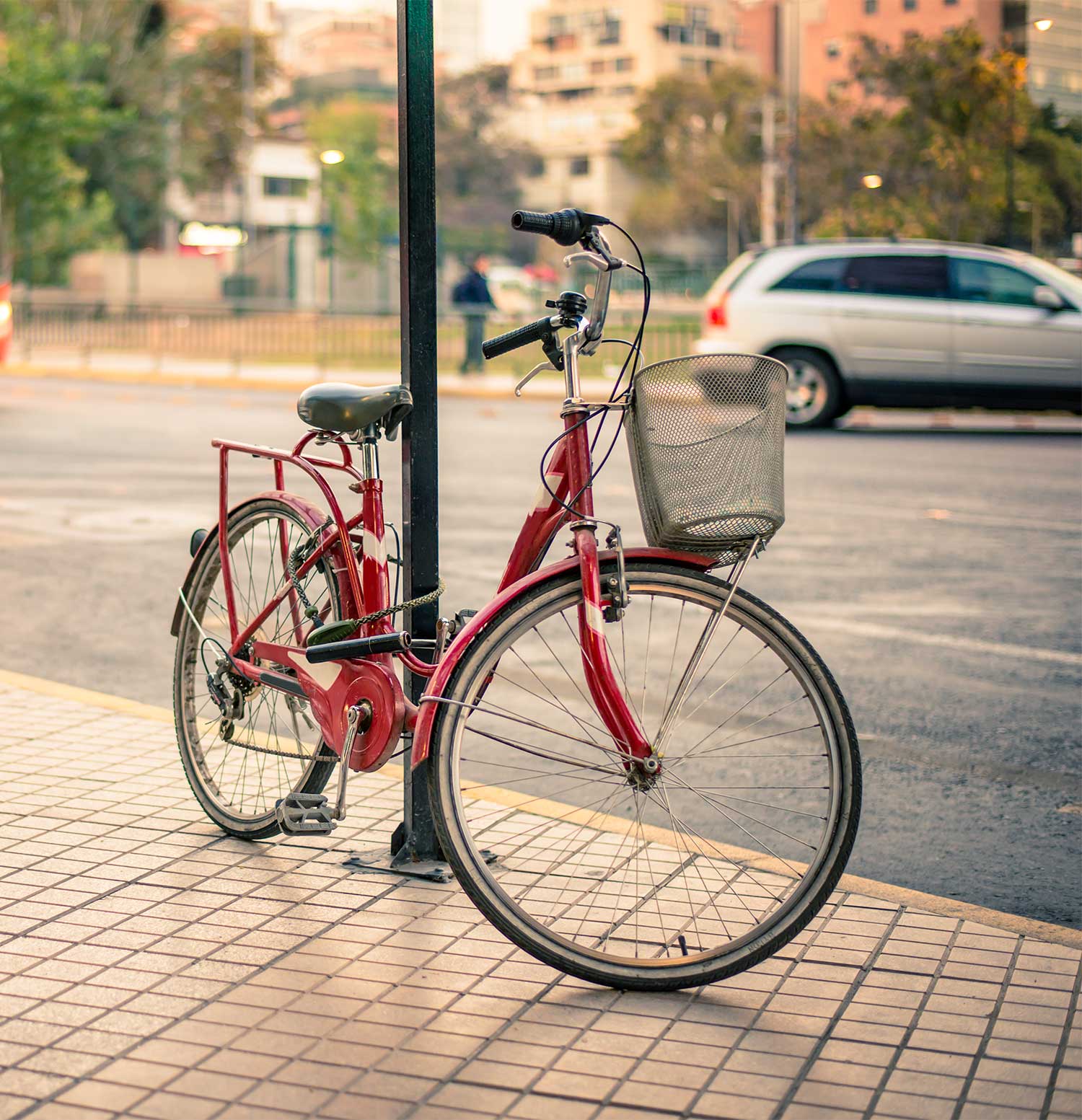 Bicycle locked to a pole