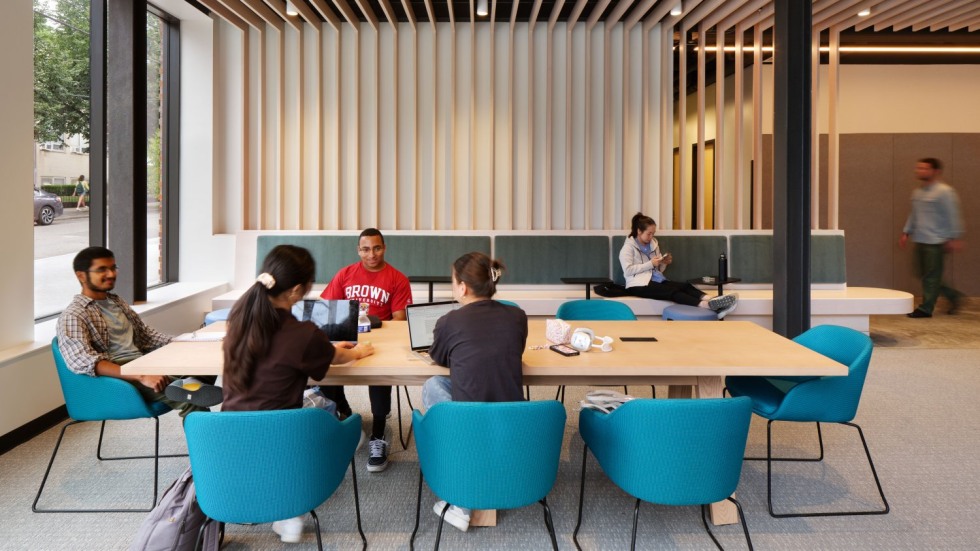 Students working in lounge