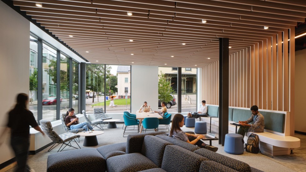 Wider view of student lounge