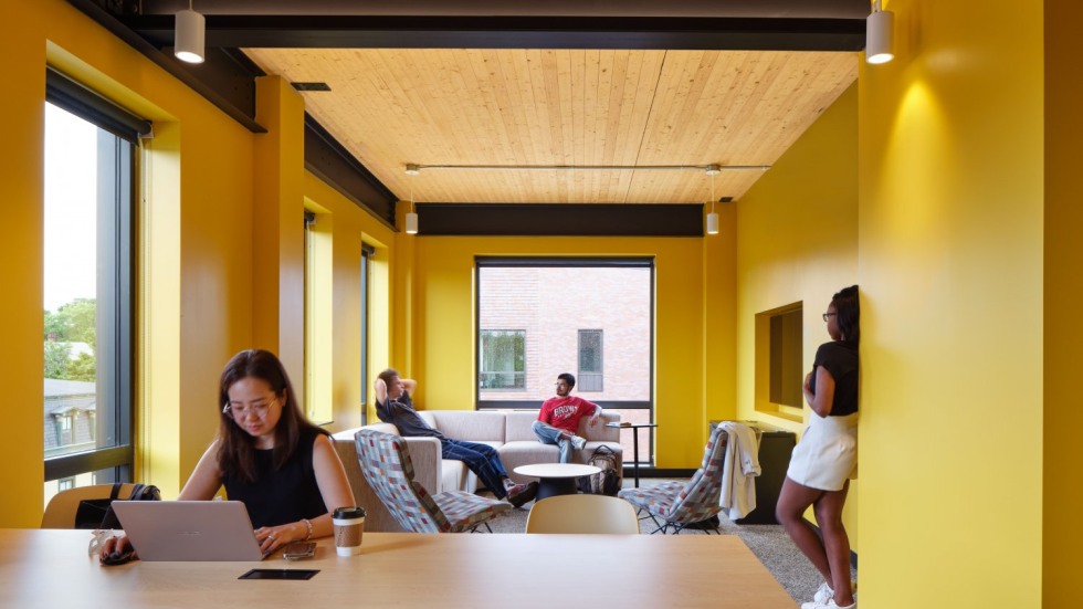 Students studying in lounge