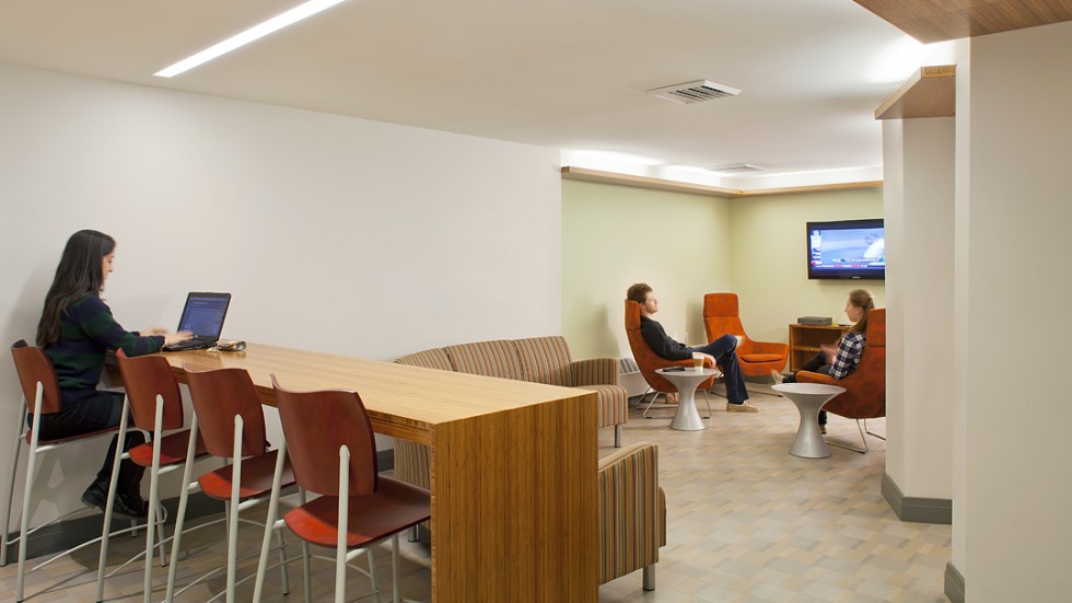 People working in downstairs lounge