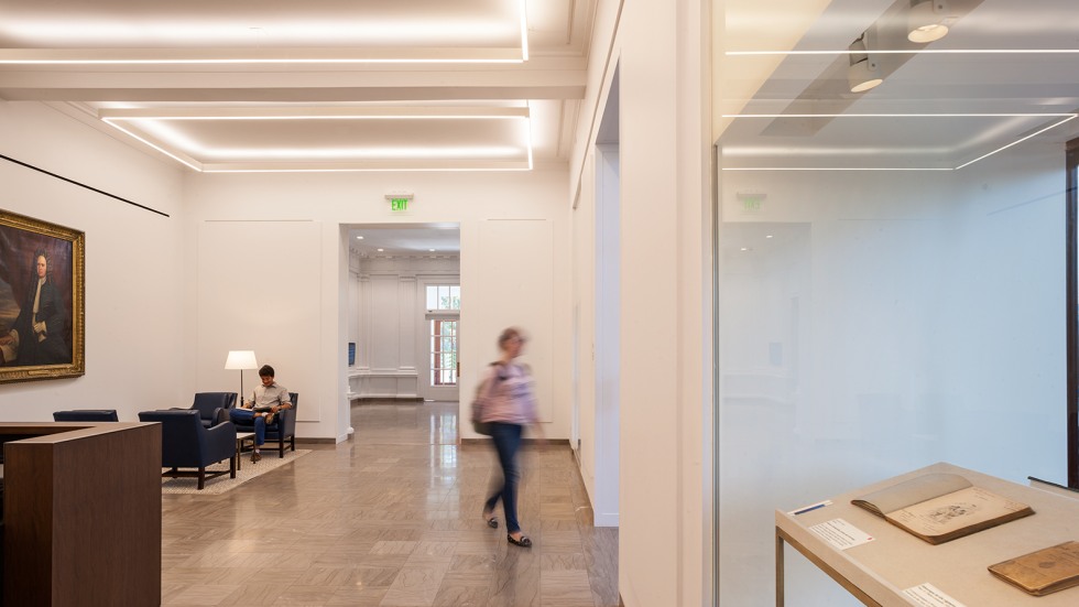 Student walking into reading room